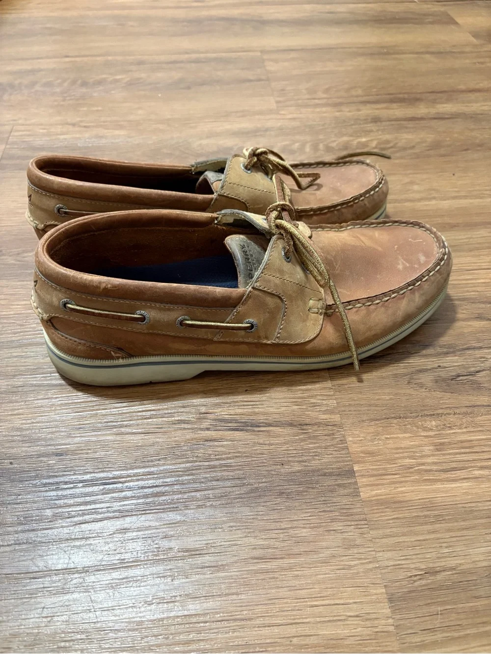 Sperry Top-Sider Men’s Leather Boat Shoes Brown Size 11.5W Wide Lace Up